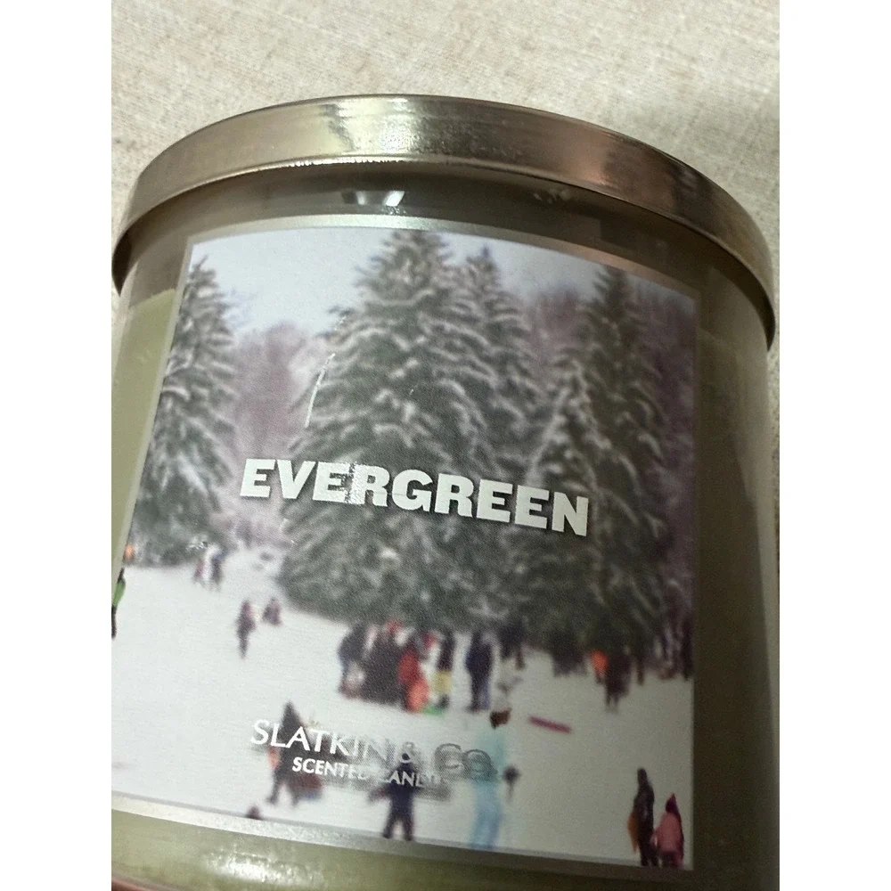 Slatkin & Co Evergreen Scented Candle Fir Needle White Birch‎ Winter Glass Jar